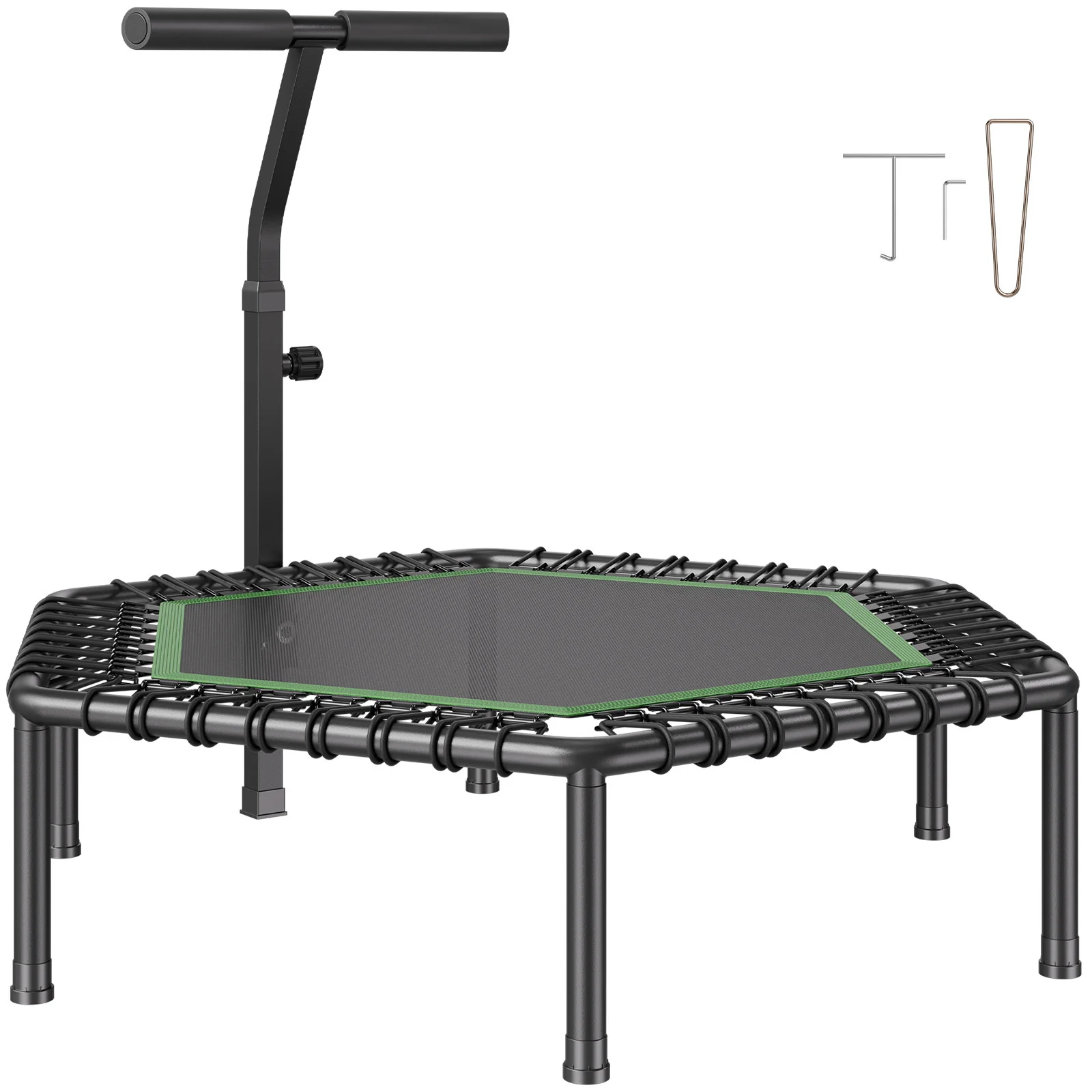 SucceBuy 54.5 Inch Mini Trampoline 450 lbs Stable & Quiet with 3 Levels Height Foam Handle for Adults Indoor/Garden Workout
