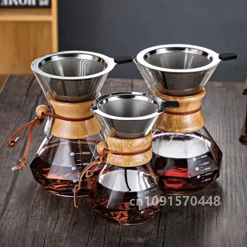 Coffee Pots Diamond-shaped Hand Brewed Coffee Pot Sharing Pot Drip Pot Filter Cup Espresso Pot Coffee Maker Glass