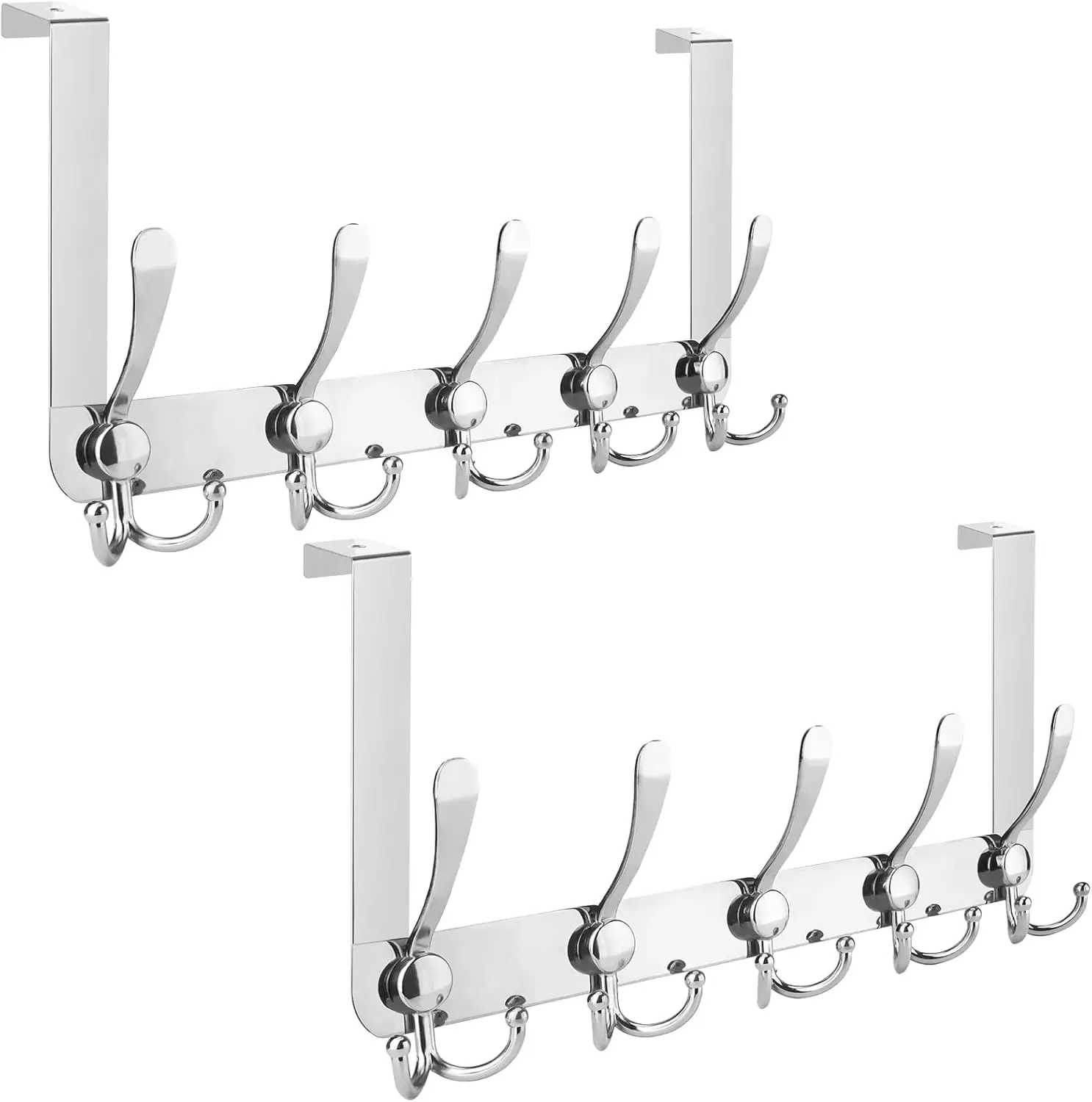 

Надверные крючки-вешалки, 5 прочных металлических вешалок для одежды, для ванной, спальни, общежития (хром, 2 шт., подходят для труб диаметром 1-3/4 дюйма)