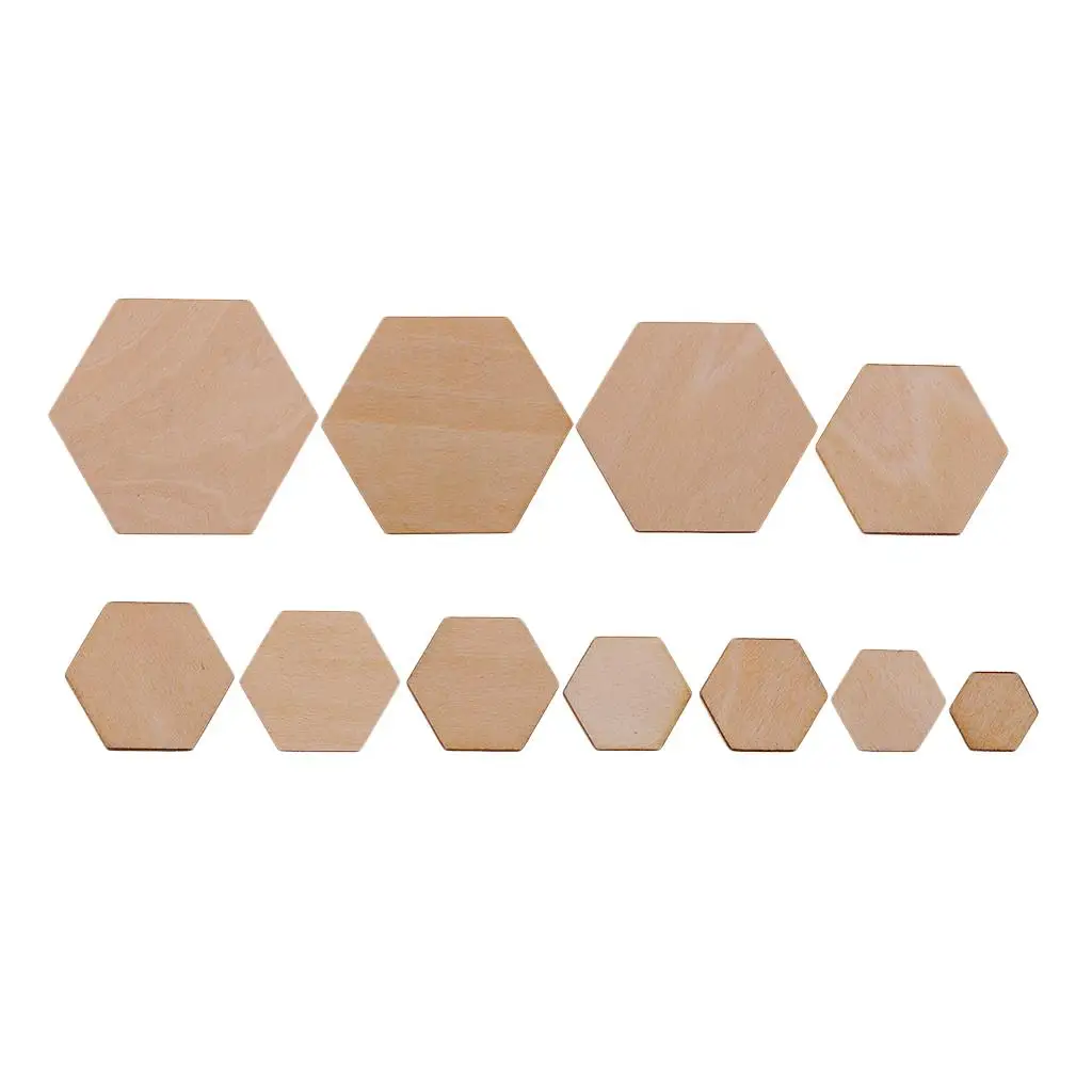 Premium Wood Cutouts Wooden MDF Hexagon Shapes for DIY Decor Ornament Crafts