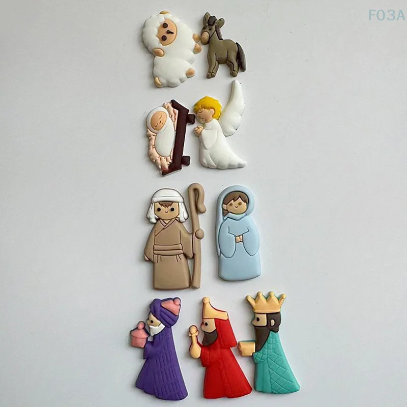 9 stks/set Kerst PVC Mini Cartoon Standbeeld Gebruikt Voor Koelkast Magneten Maken DIY Accessoires