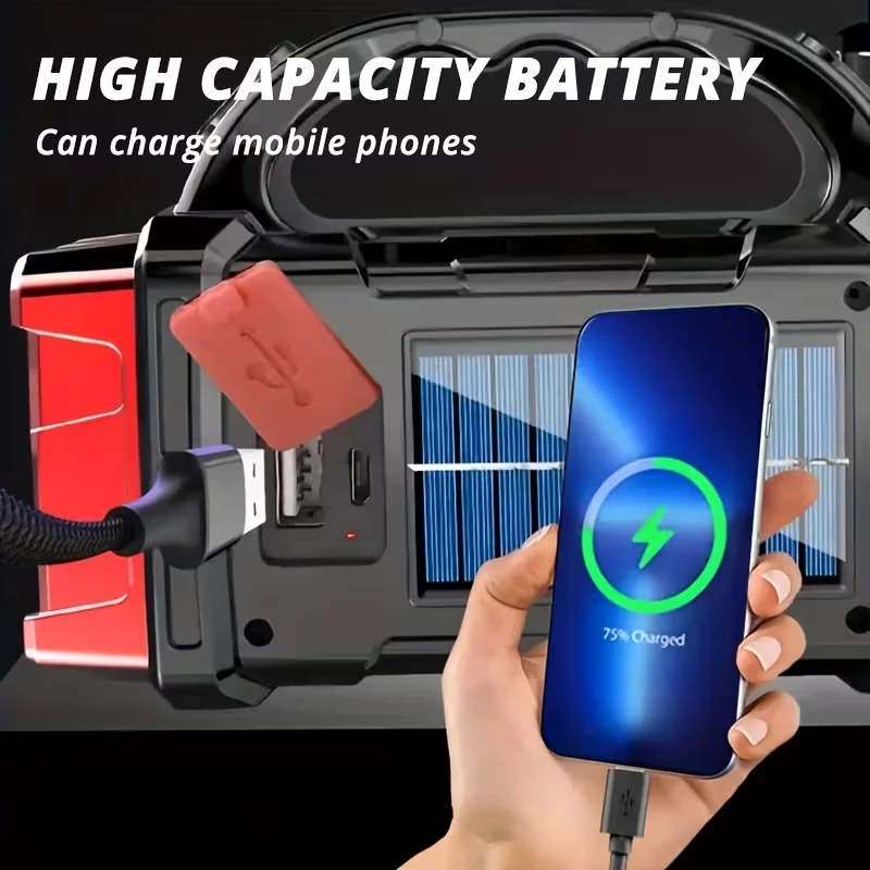 5000mAh Solar LED Flashlight COB Camping Lantern Work Light USB Charging Torch Light Waterproof Portable Searchlight Power Bank
