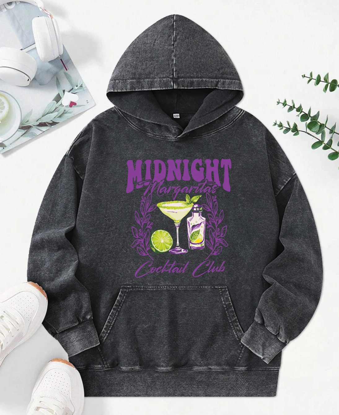 Midnight Margaret Cocktail Club Printed Women Washed Hoodie Autumn Street Pullover Simplicity Casual Hoodies Cotton Loose Hoody