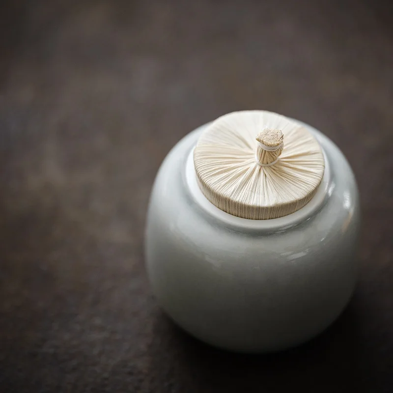 Wusei Japanese Style Ceramic Tea Canister Small Simple Design Storage Tea Pot for Home Use Zen Tea Set Vintage Element