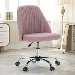 Silla de oficina en casa sin brazos para escritorio de ordenador, ajustable, bonita y moderna, con soporte Lumbar para maquillaje