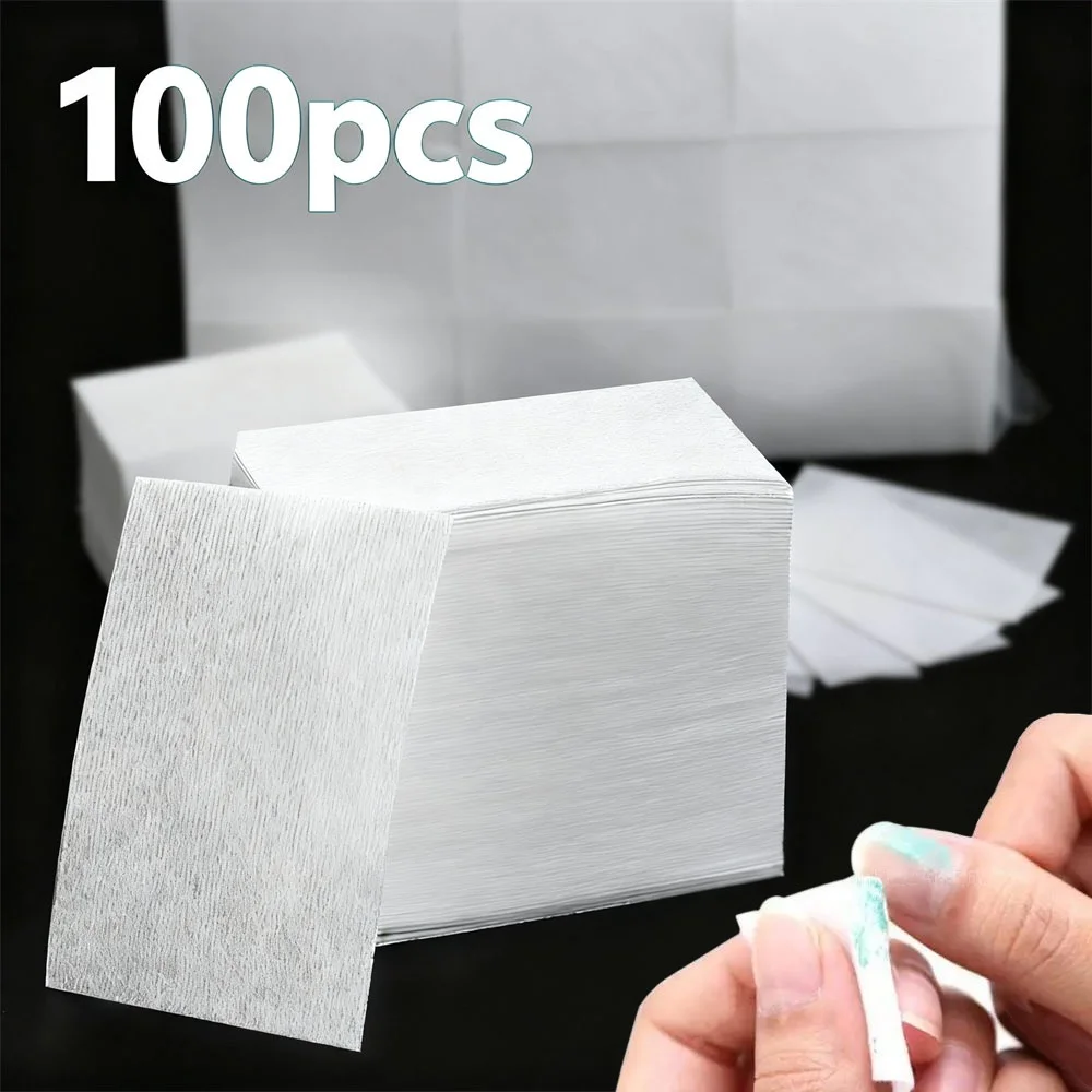100 قطعة المهنية خالية من الوبر مسمار الفن مسح الجلد ودية مزيل طلاء الأظافر منصات رمش الغراء مناديل التنظيف أدوات العناية بالأظافر *