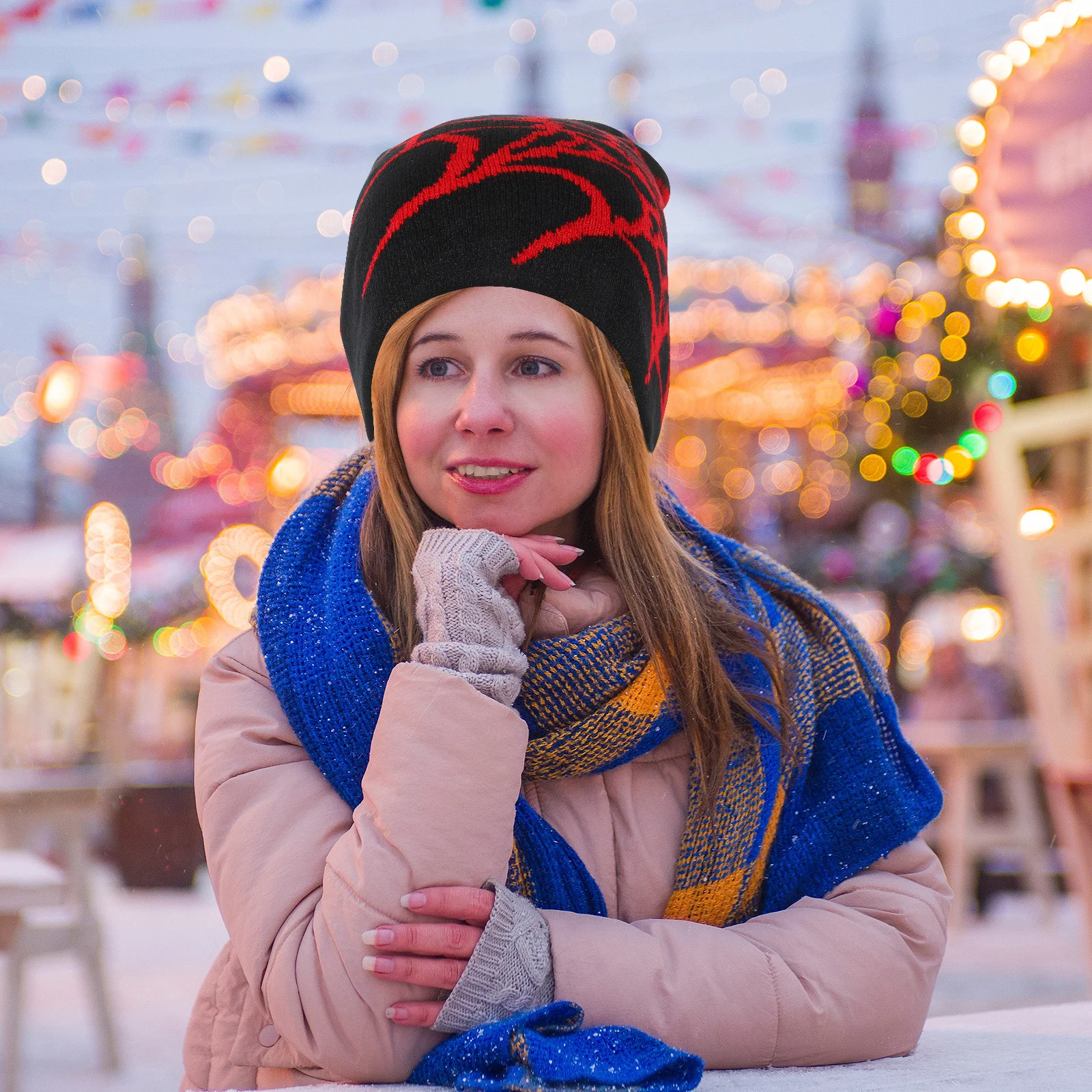 

2Pcs Spider Web Knit Hat Winter Beanie Stylish Soft Warm Caps Lightweight Breathable Unisex Winter Hats for Outdoor Use