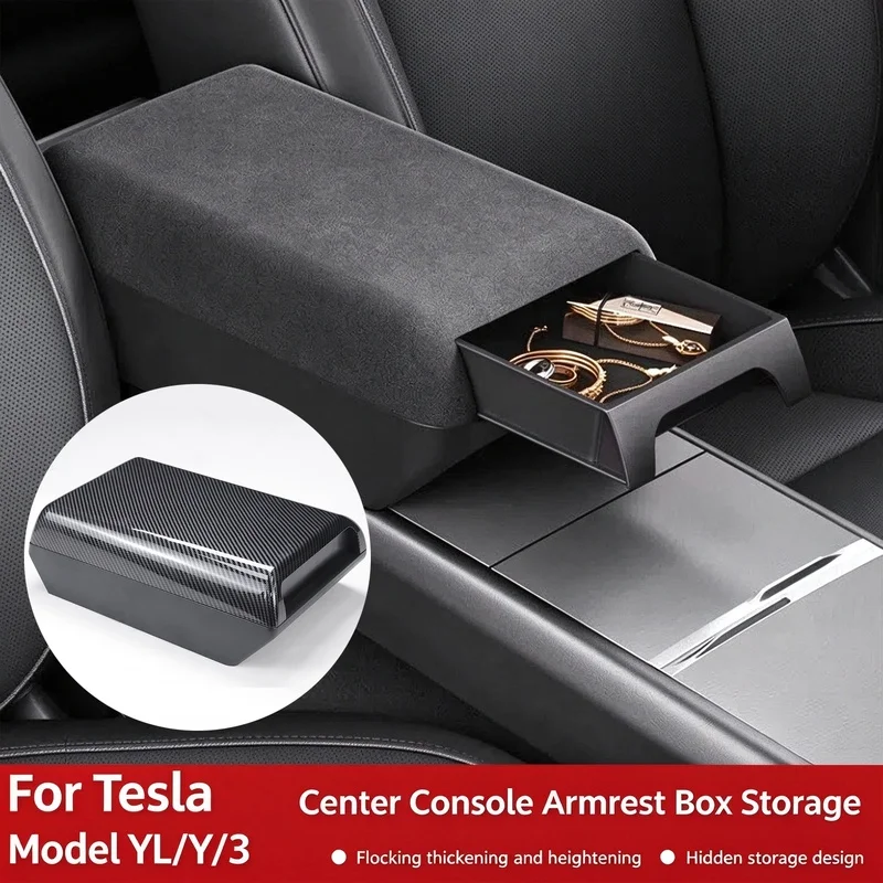 For Tesla Model YL 2026/Y Juniper 2025+/3 Highland 2024+ Center Console Arm Rest Lid Armrest Box Height Increasing Storage Box