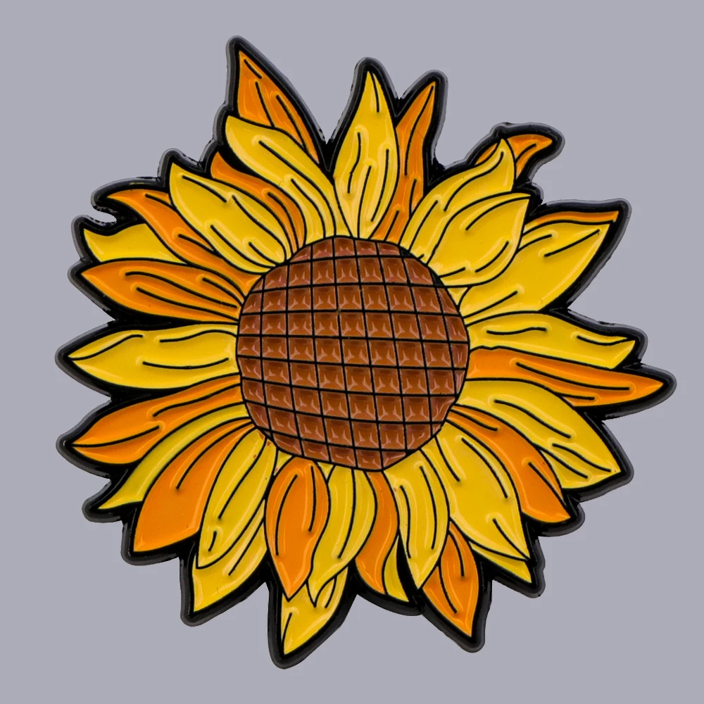 Pin de solapa esmaltado de girasol, alfileres, sombreros, ropa, mochilas, decoración, accesorios de joyería, regalo