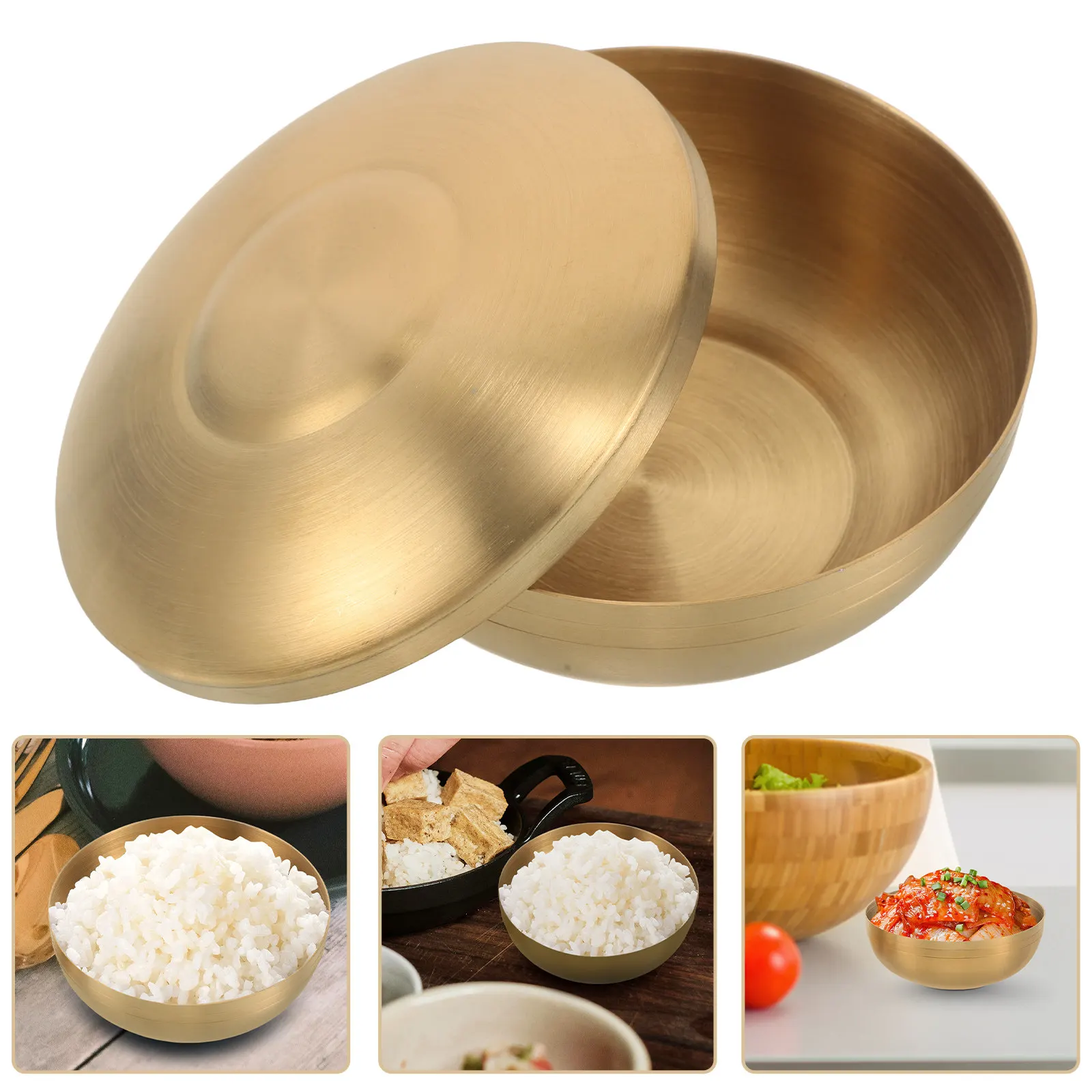Tazón Coreano de Acero Inoxidable 304 con Tapa para Sopa de Fideos, Arroz, Cereales, Postre, Fruta, Salsas, Especias, Salsa de Soya, Almacenamiento, Uso en Oficina y Escuela