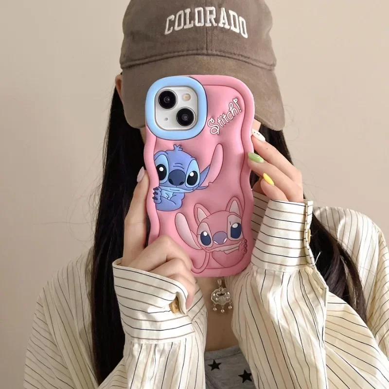 Stitch Disney Mobile Phone Case Anime Silicone All-inclusive Applicable IPhone 15 14 13 PRO MAX Protective Case Doll Gift