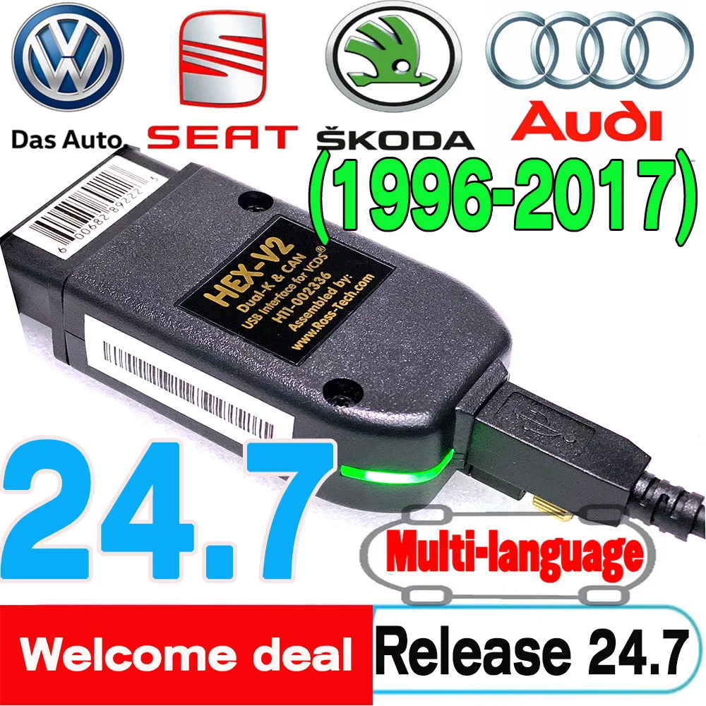 Seat Hex-Interface Update 24.7 Vag Hex V2 ATMEGA162 Skoda VAG-COM VW-AUDi FT232RQ VCDS VAG-COM Tester diagnostico Scanner