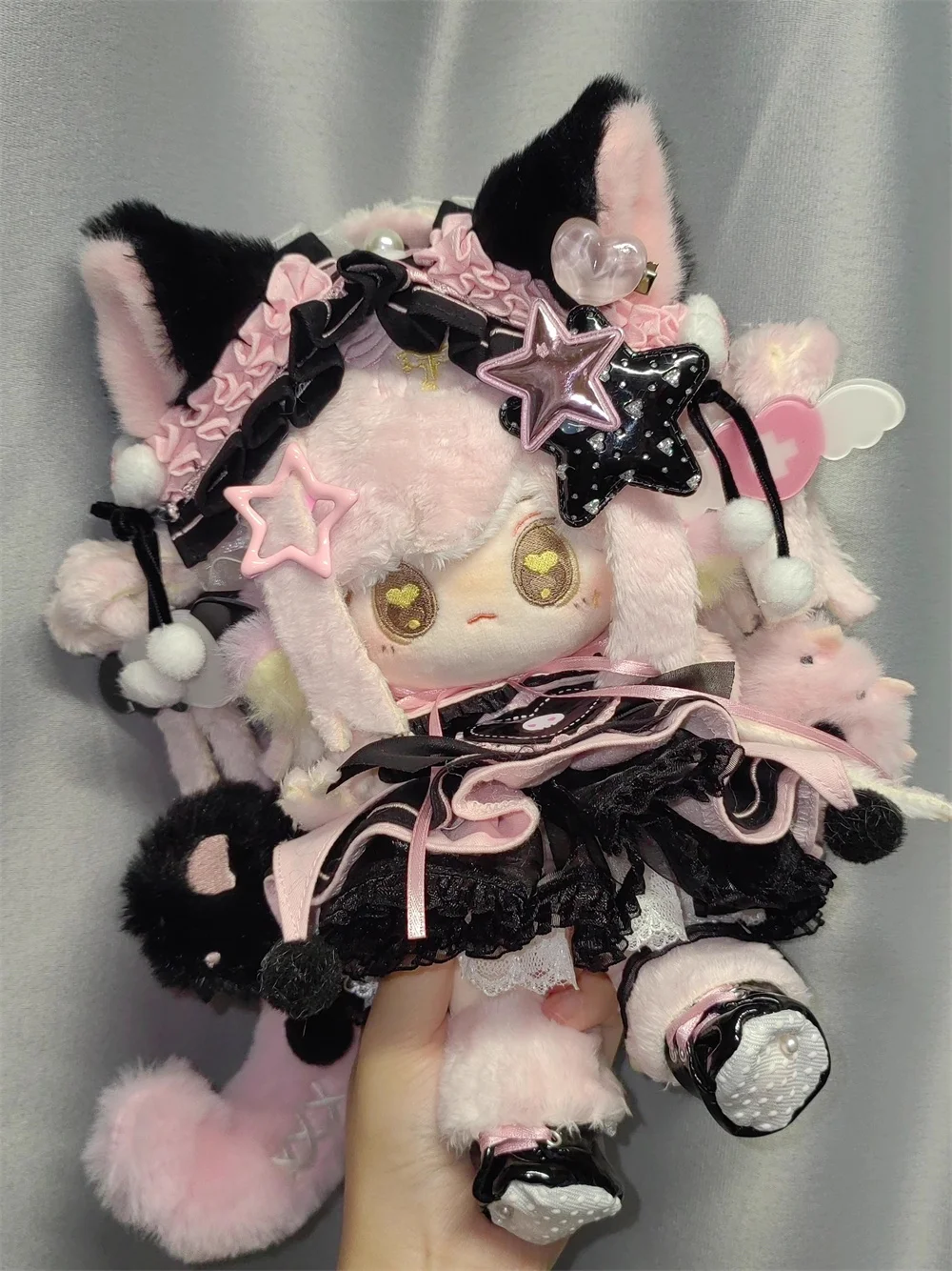 ロリータ-子供のためのピンクと黒の猫のスーツ,20cmの人形のおもちゃの服,コスプレ衣装,子供へのギフト,かわいい,かわいい