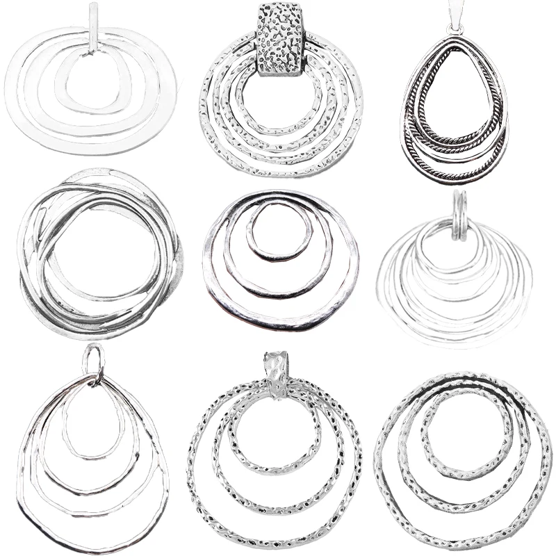 3 x Hollow Open Large Irregular Round Circles Charms Pendants for Necklace Jewelry Making Findings 63x60mm
