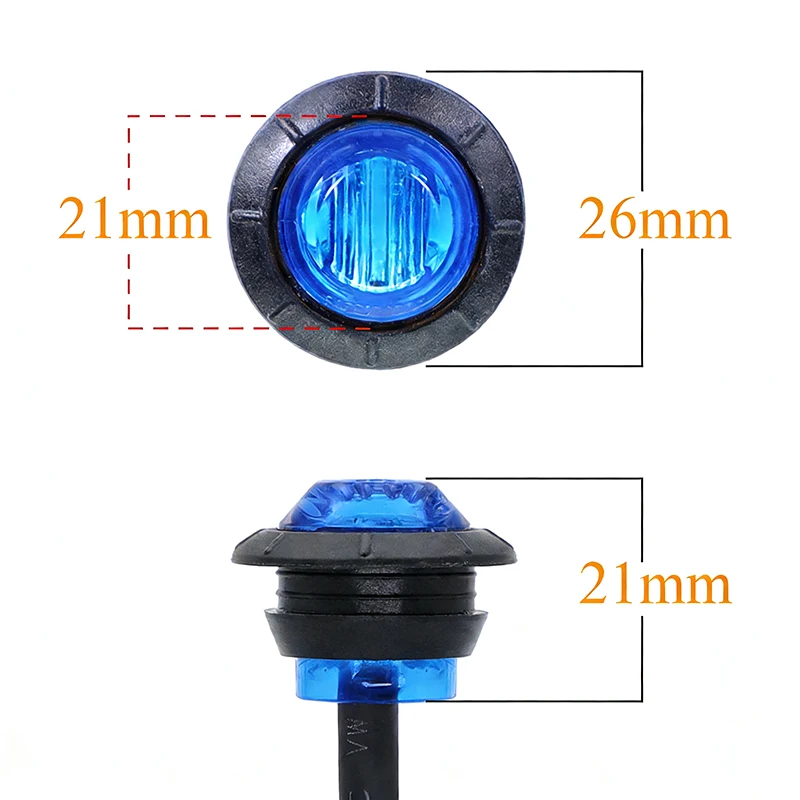 10PCS Auto Car LED 12V 24V Signal Lights Blue Green Wagons Side Marker Indicator Trailer Light Rear Side Lamp Truck Accessories