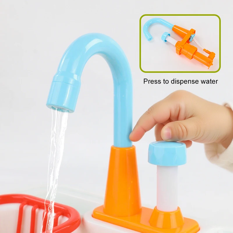 1 مجموعة أطفال لعبة المطبخ الصغيرة اكسسوارات غنية واقعية محاكاة بالوعة صنبور التظاهر اللعب منزل المطبخ دور اللعب الفتيات اللعب