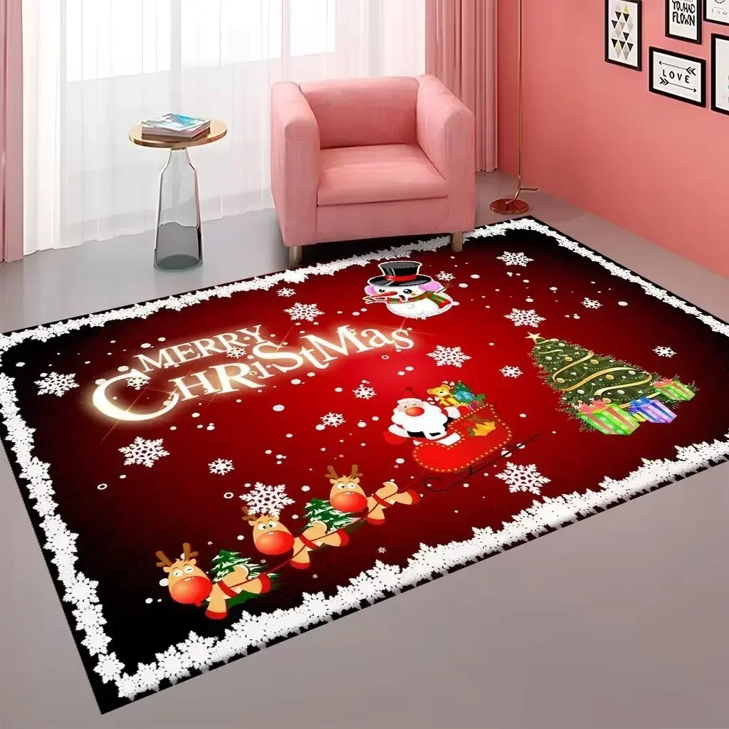 Christmas Santa Claus Snowman Carpet for Living Room Decor Sofa Table Large Area Bedroom Bedside Foot Pad Navidad Decoration