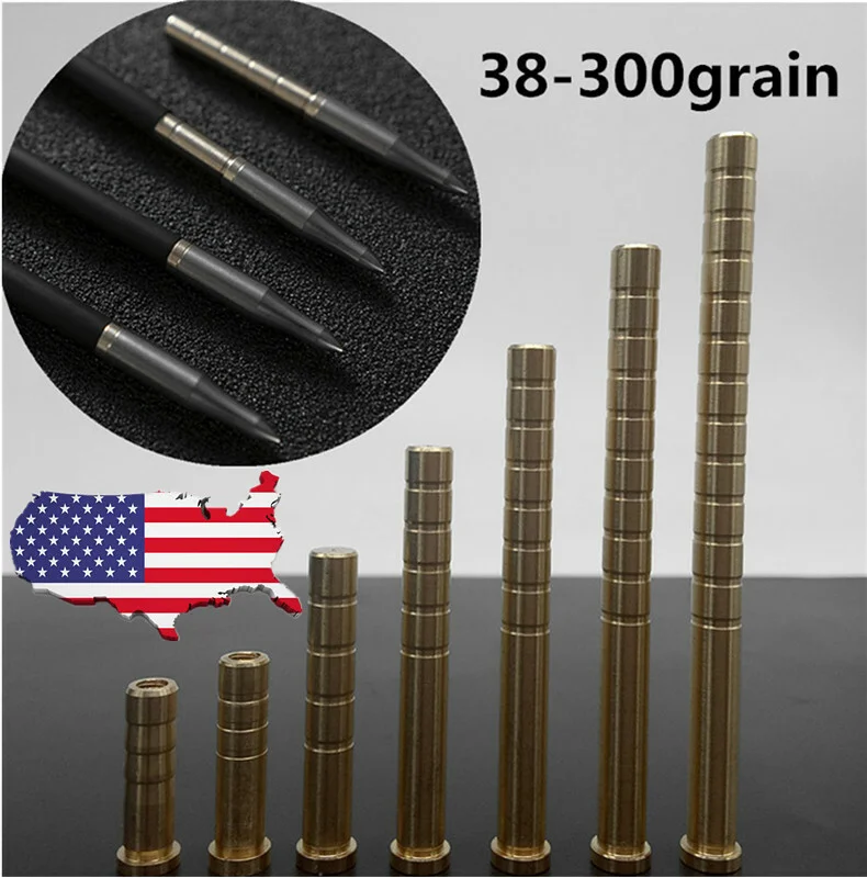 

12pcs Archery Arrow Insert 38-300 Grain Brass Material Arrowhead Connector for ID 6.2mm Archery Arrow Shaft Bow Shooting Hunting