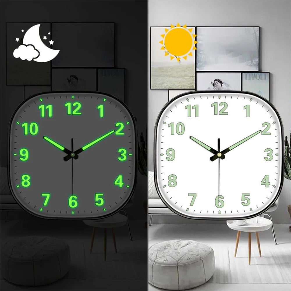 1PC Square Luminous Wall Clock Modern Simple Light Luxury Creative Clock for Bedroom Living Room Quartz Clock Silent Wall Watch