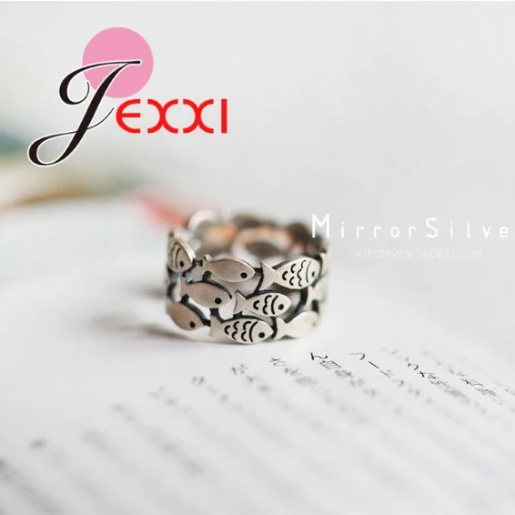 2025 جديد وصول 925 فضة الأسماك خواتم للنساء هدايا عيد الميلاد قابل للتعديل حلقة مفتوحة السيدات بوهو مجوهرات Anillos