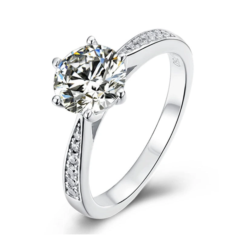 

18K gold PT950 platinum S925 silver 7-layer electroplated gold set with moissanite diamond ring, multiple diamond six claw ring