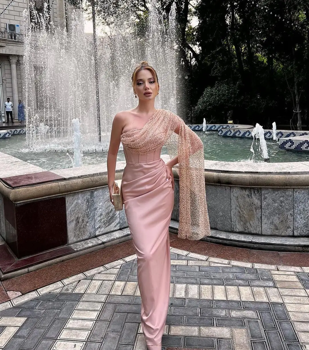 

Vintage Mermaid Sleeveless Evening Dresses Strapless Sequins Prom Dresses Floor Length Pleated Formal Party Dresses
