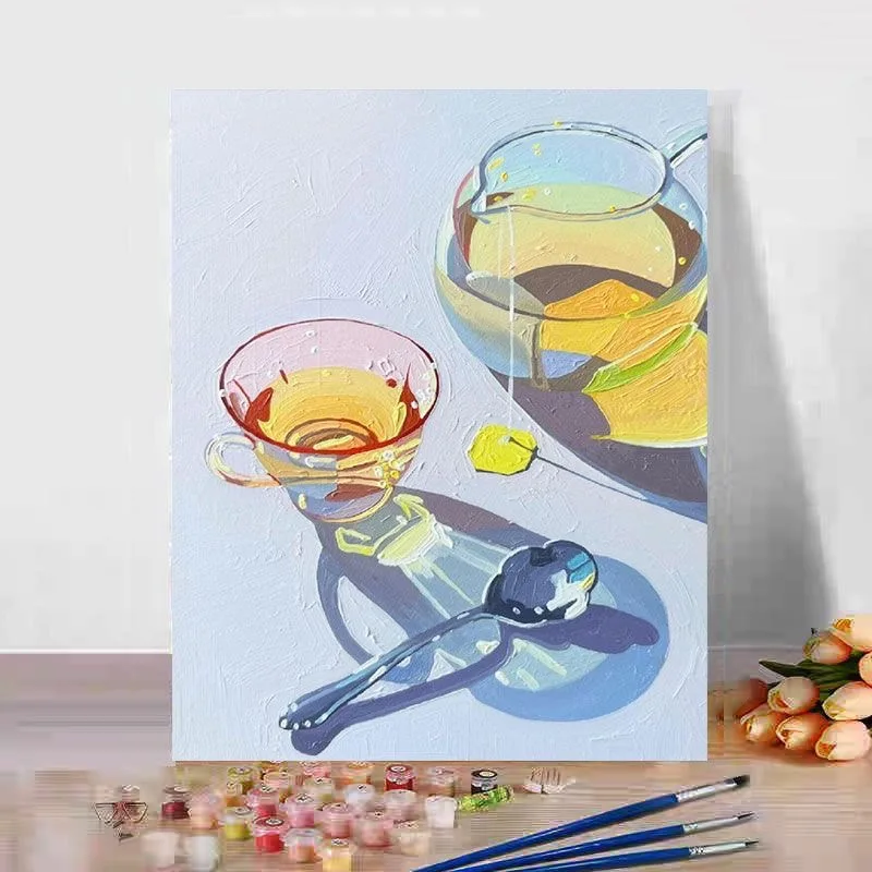 

B-0003 Coffee Cup Still Life Oil Painting on Canvas - Small Kitchen Art - Ready to Hang