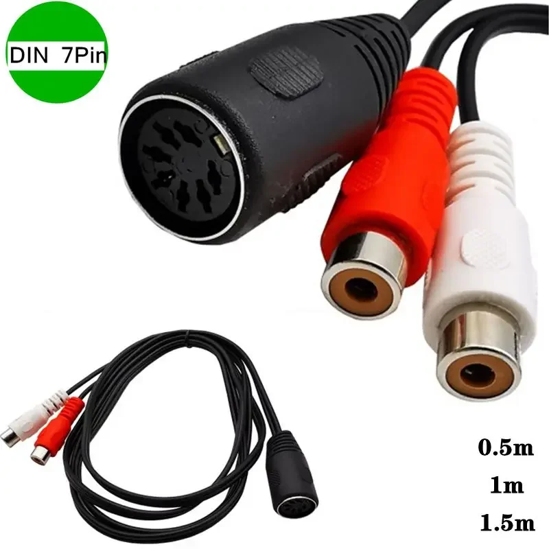 Large 7-Core Din 7Pin DIN 7Pin Female To 2RCA Lotus Female Old-Fashioned Audio Equipment Adapter Cable 0.5M 1M 1.5M