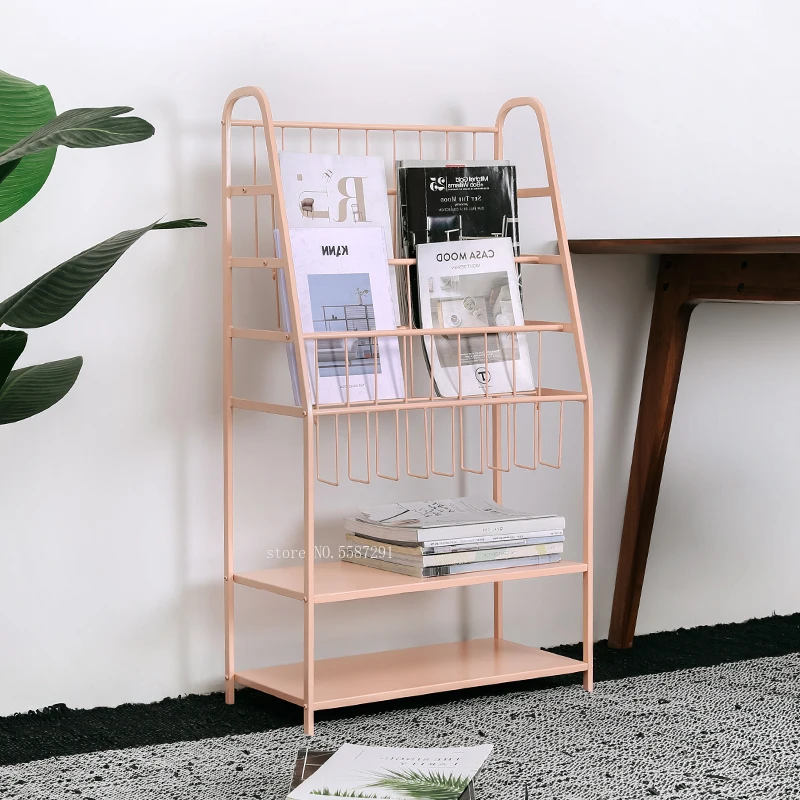 Bookshelf Magazine Rack Floor Living Room Study Simple Display Rack Modern Multifunctional Creative Flower Rack Toy Storage Rack