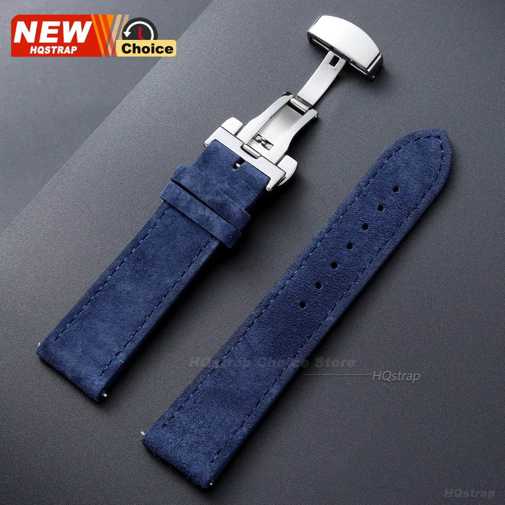 Butterfly Clasp Suede Strap for Omega Watch Band