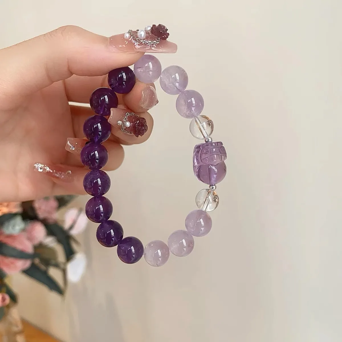 

Natural Amethyst Pixiu Crystal Bracelet Women's Light Luxury Fashion Bracelet Original Design
