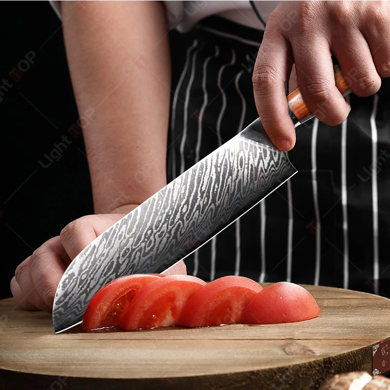 Damascus Chef's Knife Multi-purpose Kitchen Knives Japanese Sushi Cooking Knife Fish Fillet Cutter Cutting Knife Fruit Slicer