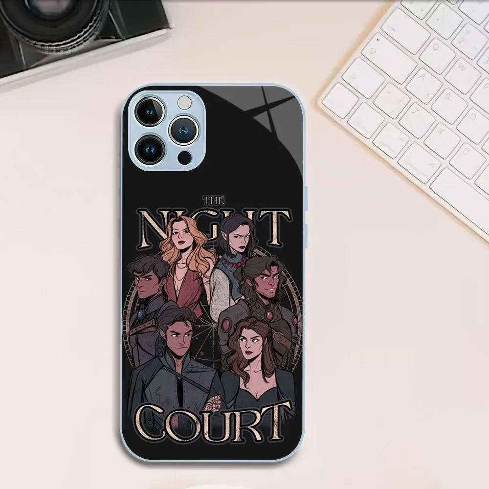 A C-Court of Mist and Fury Book Phone Case For iphone Tempered Glass 11 14 12 13 Mini Pro Plus X XS MAX XR Cover