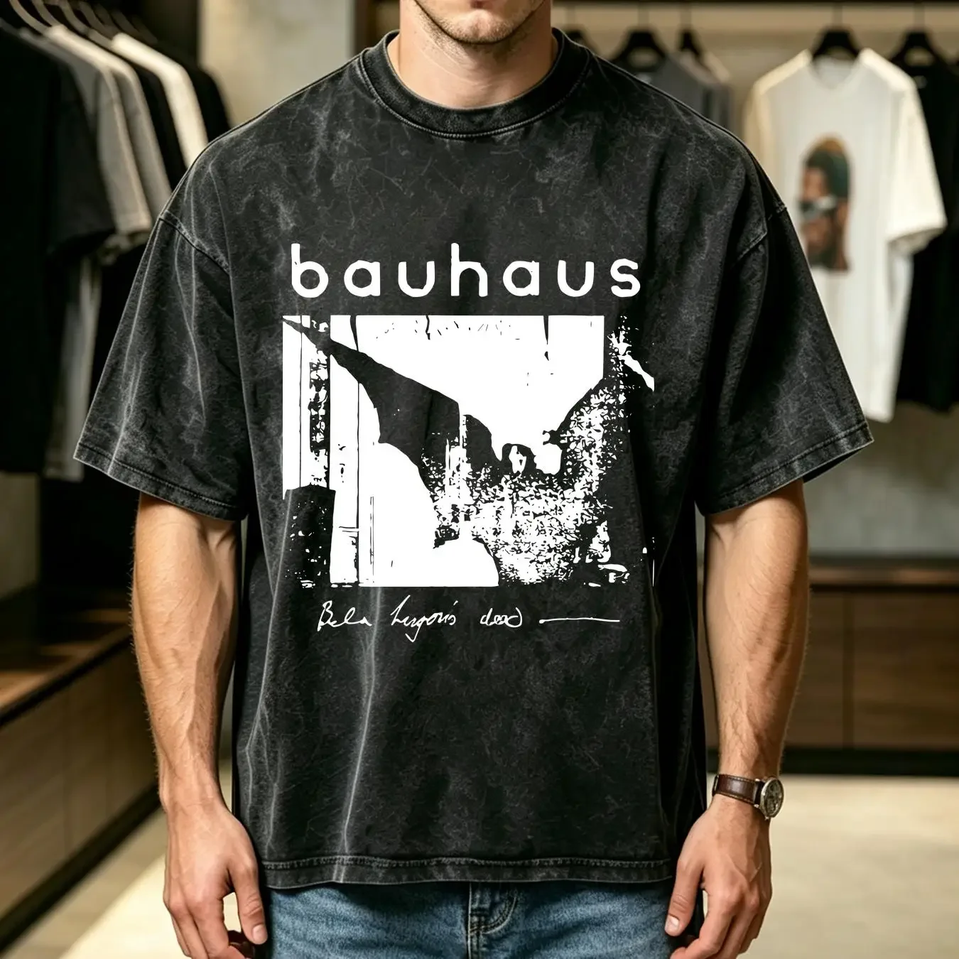 washed T Shirt Vintage retro 80 s Bauhaus Bela Lugosi Dead Goth Band unisex long or short sleeves vintage Washed Unisex