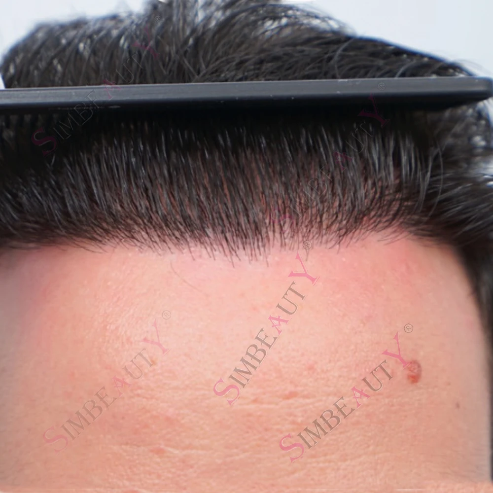 

80%Density Ultra Thin 0.02mm Microskin Grey 320# 1B65 Human Hair Undetectable Men's Toupee Natural Invisible Hairline Prosthesi
