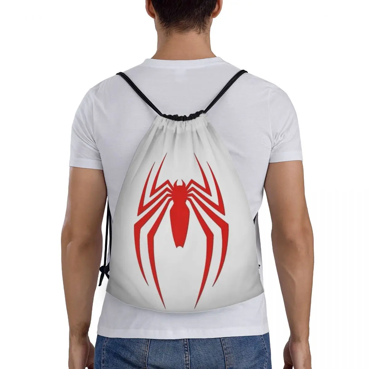 Custom Spider Man Cartoon Superhero Drawstring Bags Women Men Lightweight Sports Gym Storage Backpack