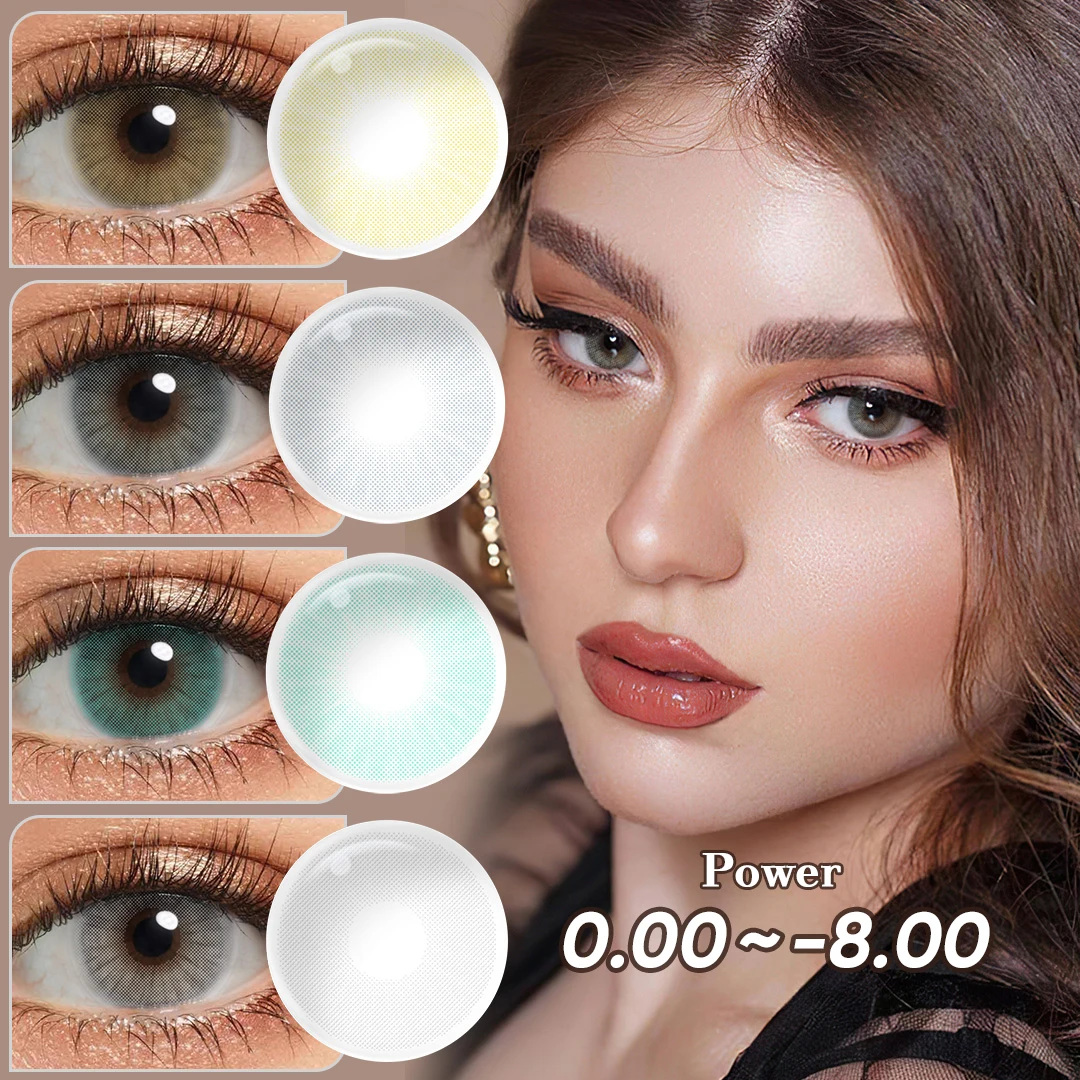 (0.00~-8.00) Lentilles de contact graduées Magister Queen Amber/Topaz pour la myopie, lentilles souples couleur naturelle avec dioptries, 6 mois