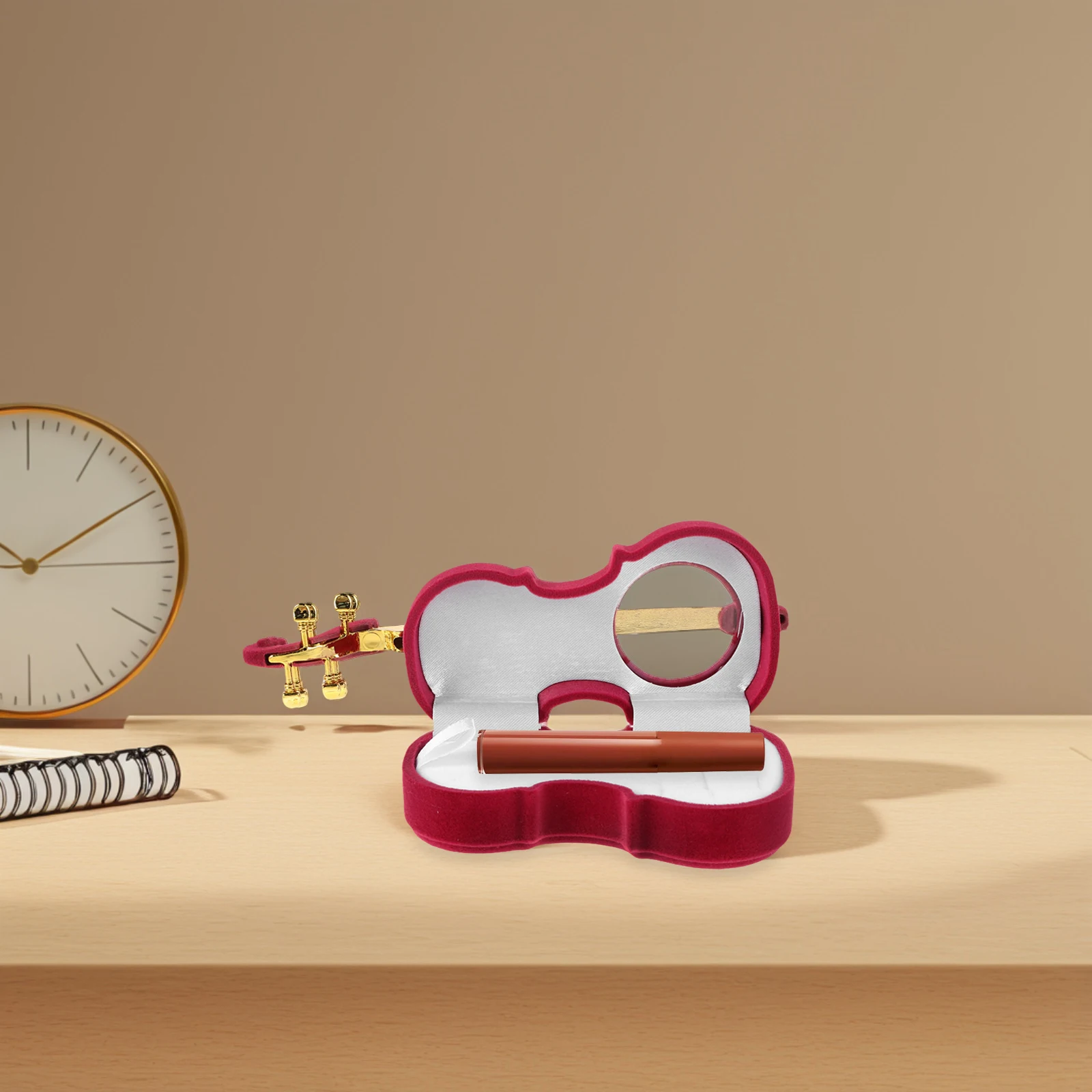 

Ящик для хранения ювелирных изделий в форме скрипки, портативный органайзер для серег, ожерелий, контейнер для хранения помады, футляр для ювелирных изделий