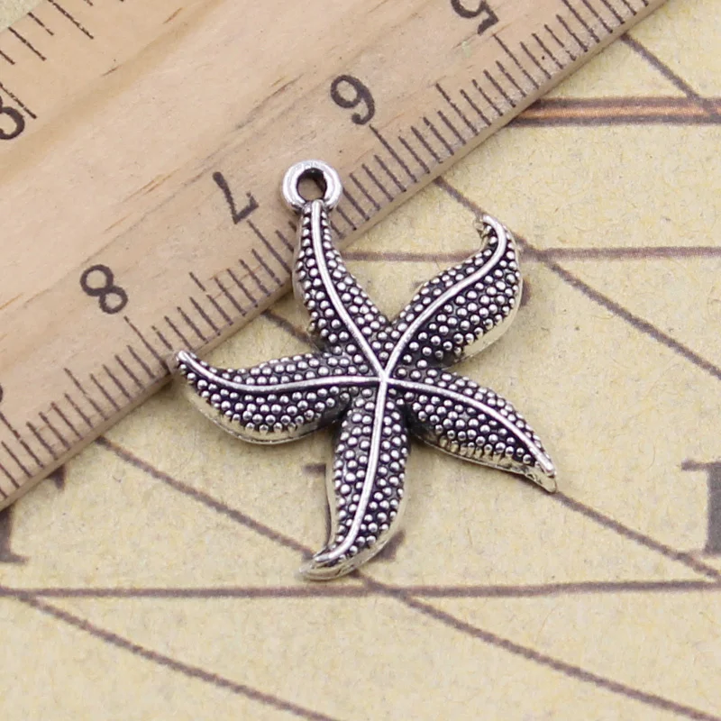 15pcs Charms Ocean Starfish 27x24mm Antique Bronze Silver Color Pendants Making DIY Handmade Tibetan Finding Jewelry