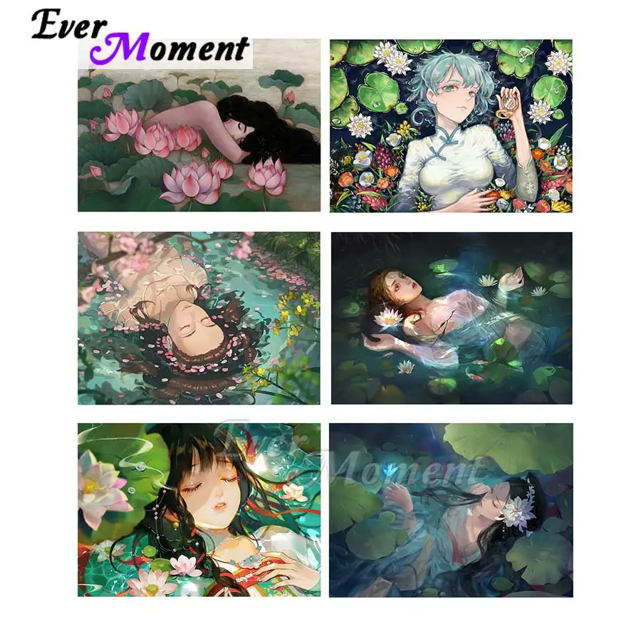 

Алмазная картина Ever Moment для интерьера, наборы для вышивки крестом, настенное искусство, холст, стразы, картина, фантазия, русалка, рыба, сделай сам, ASF2344