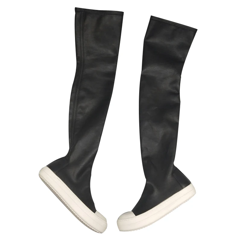 US 6-11 Big Size Men's Knee-high Stretch Boots Fashion Show Modern Couple Shoes Young