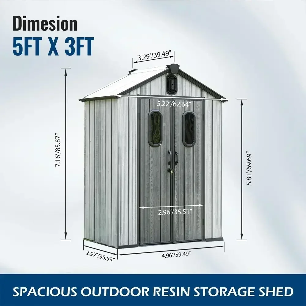 Compact Outdoor Plastic Storage Shed, Weatherproof Garden Building for Tools, Bikes, Lawn Mower, Patio, Backyard