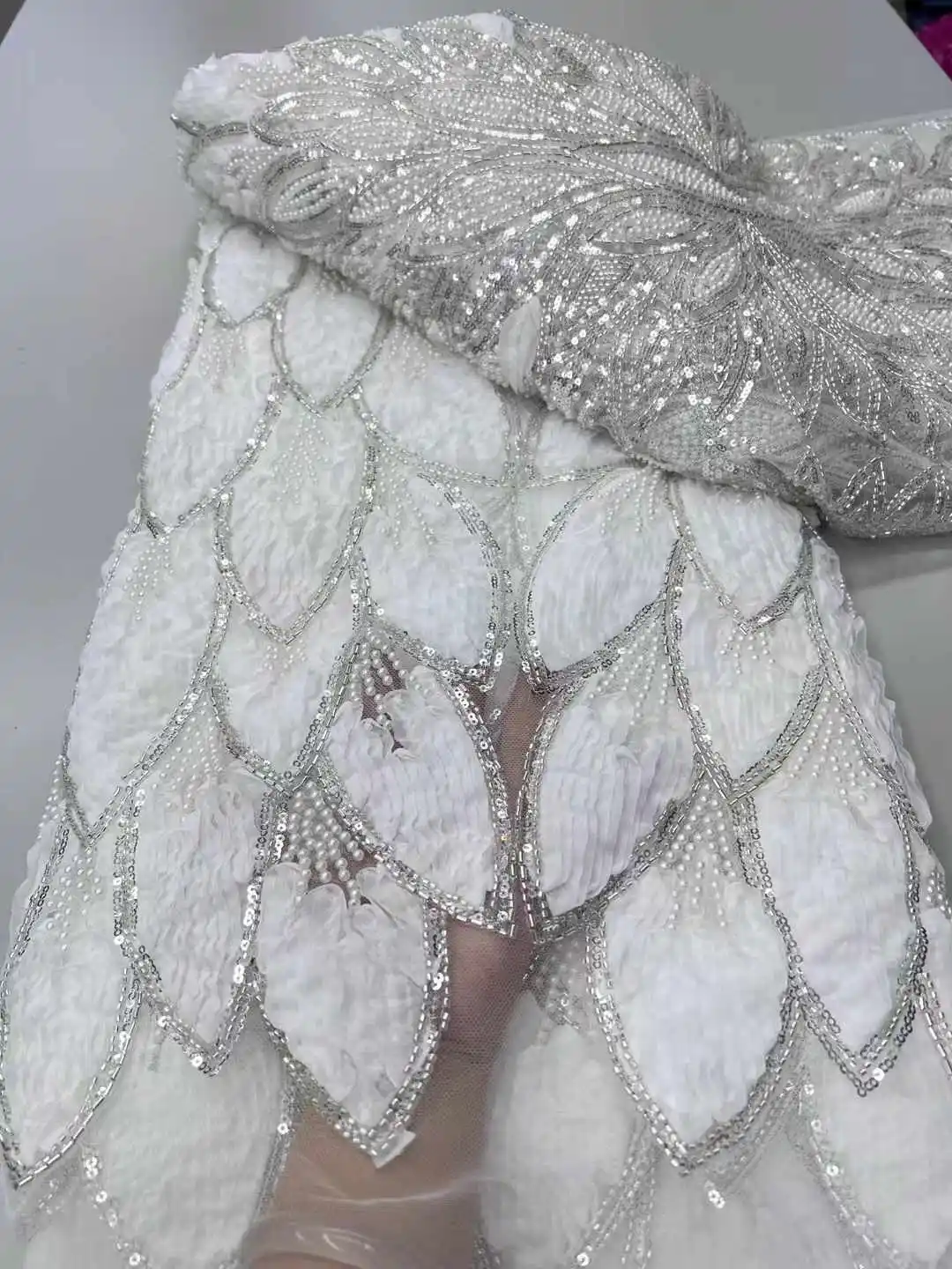 Africa Nigerian Beaded French Mesh Lace With Sequins High Quality 2025 Embroidery Lace Sequins Lace For Wedding Dresses Women