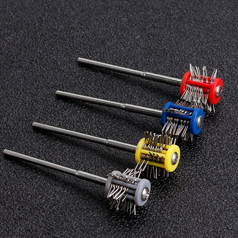 4Pcs Pro Texturning Brushes Professional Polishing Grit Mounted Matt Wire Brush Jewelry Brush With Handle