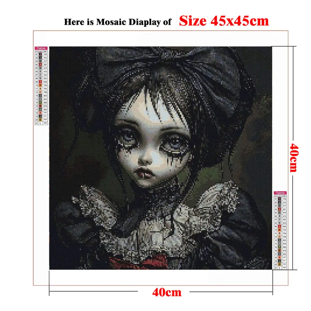 Diamond Mosaic Gothic Big Eyes Dead Dolly Full Square Round Diamond Painting Pop Surrealism DIY Embroidery Handmade Hobby