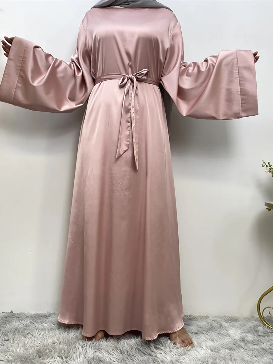 Middle East Muslim Women Middle East Women\'s modest Abaya hot Ramadan dress Turkey Dubai Islamic satin long dress