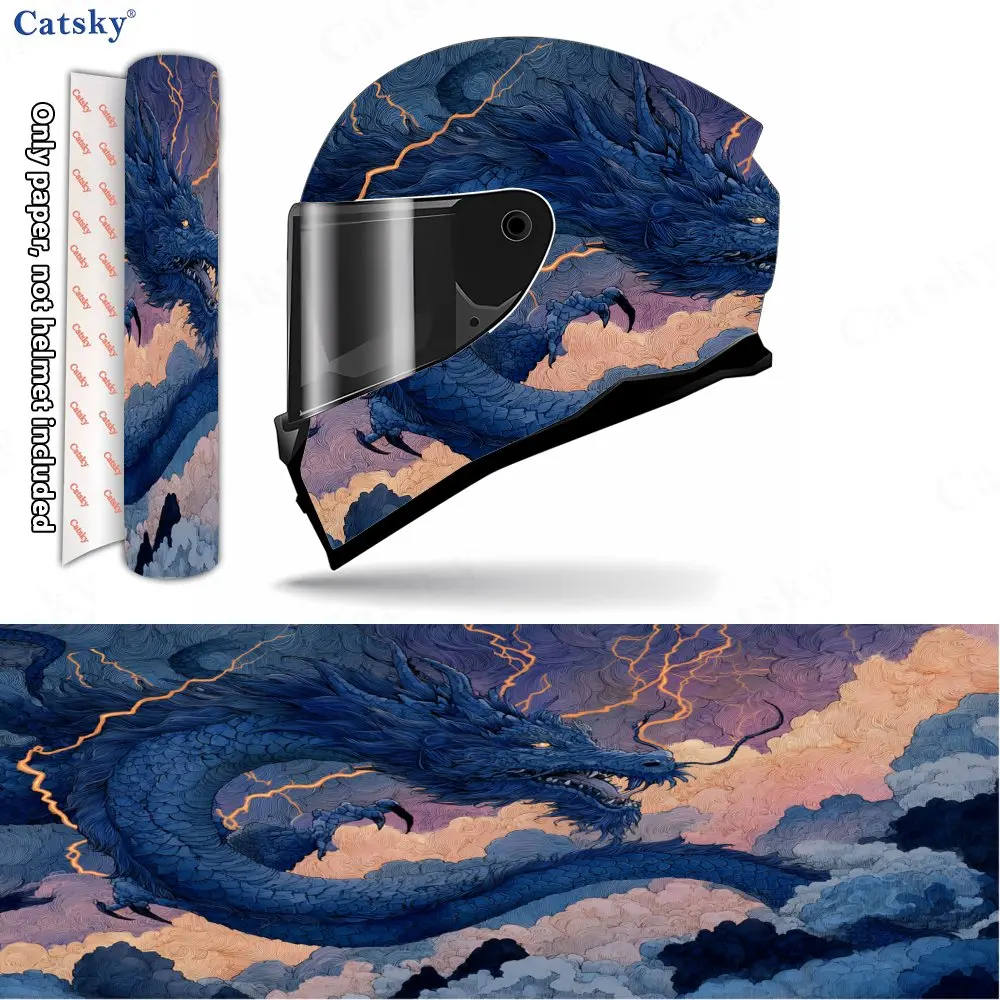 

Защитная наклейка на шлем с молнией и драконом, мотоциклетный шлем, наклейка с гоночным узором, этитиленовая упаковка, декоративная наклейка для шлема