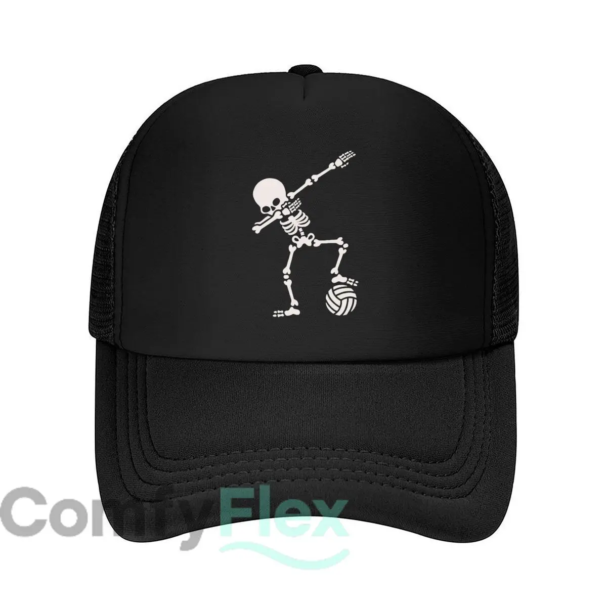 Skeleton Playing Volleyball Graphic Mesh Baseball Cap Casual Hat Outdoor  For Womens Unisex Female
