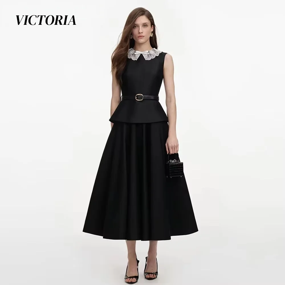 VICTORIA Jewel Simple Ruffle Beading Mother Of The Bride Dress Maxi Floor Length Dresses Soutache Wedding Guest  Customized