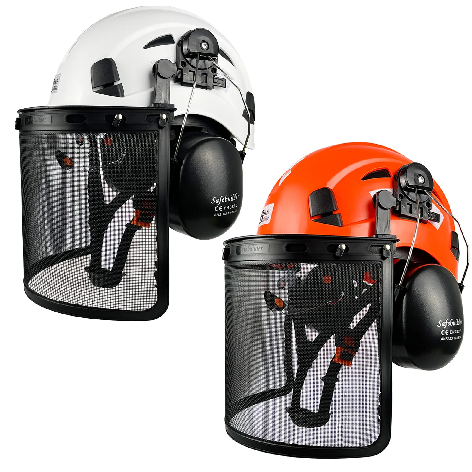 

Europe Forestry Industrial Safety Helmet With Visor Mesh Face Shield Earmuffs Reflective Chainsaw Cutting Wood Work Hard Hat ABS